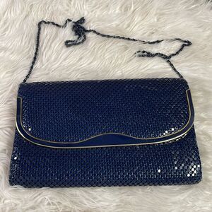 Y & S Navy Metal Mesh Shoulder Bag, Vintage Crossbody Purse, Vintage Clutch
